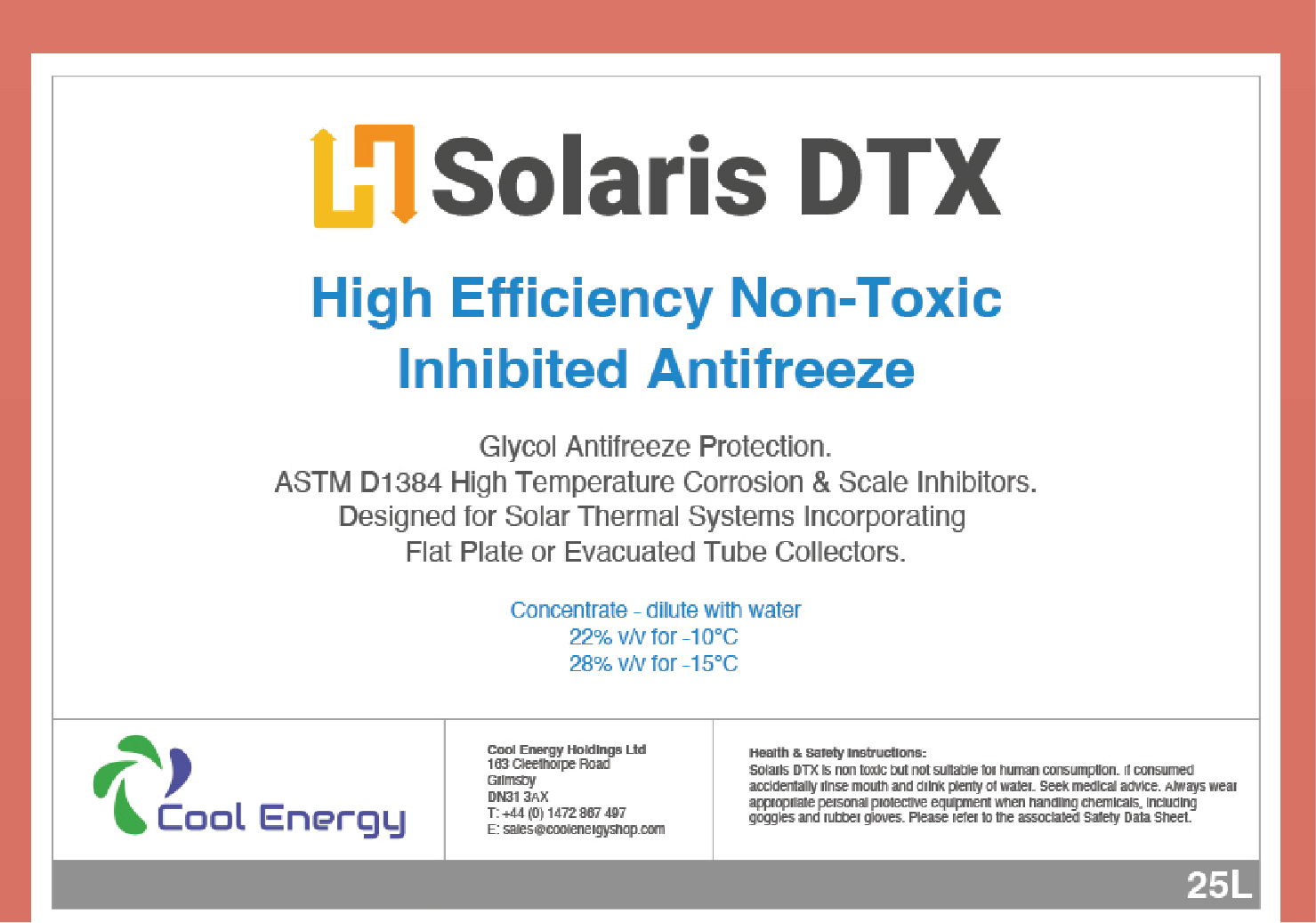 Solaris DTX 25L Inhibited Glycol CE-SOLDTX25
