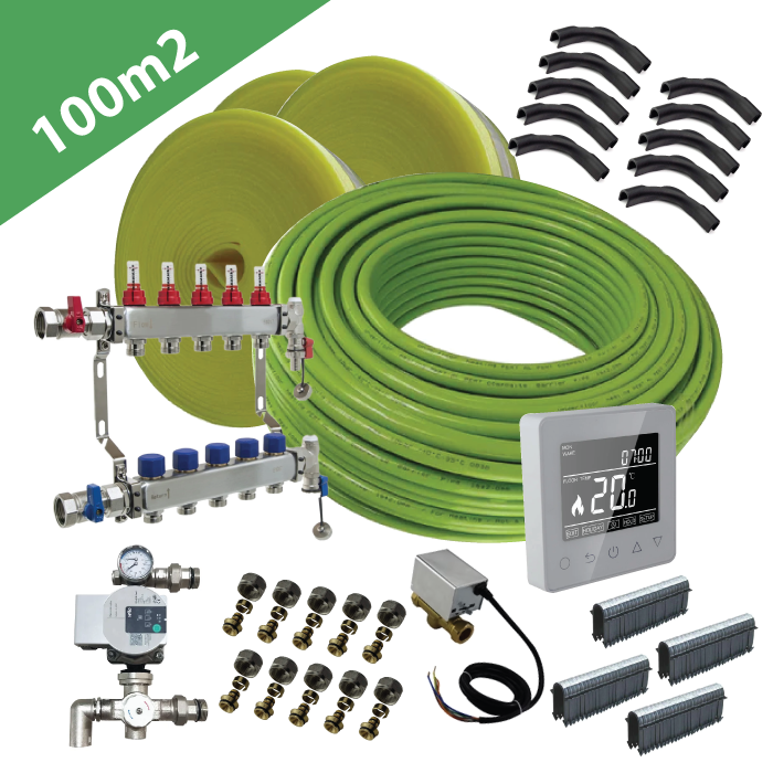 Water Underfloor Heating Kit - 1 Zone - 100m2 Total Area