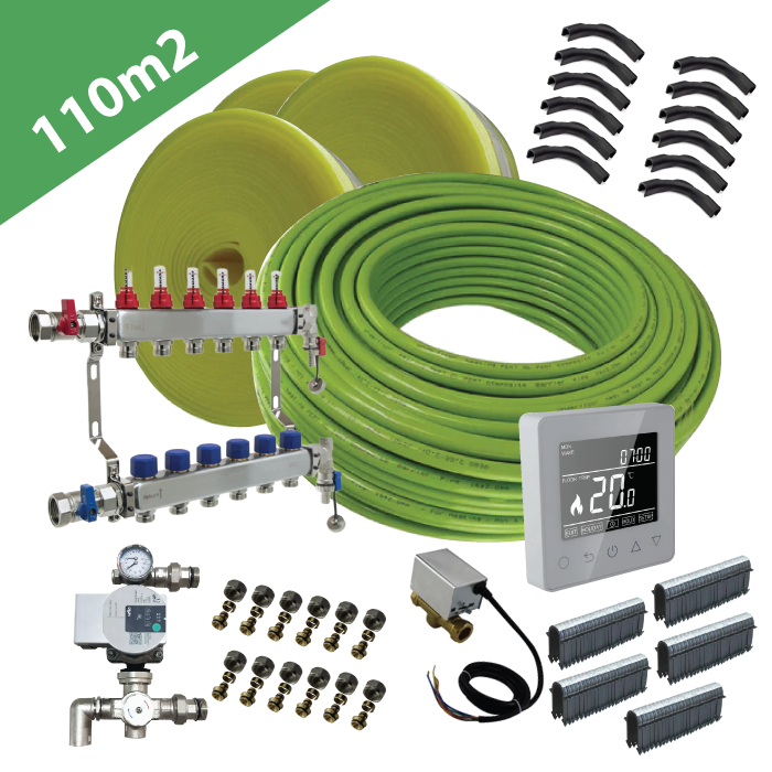 Water Underfloor Heating Kit - 1 Zone - 110m2 Total Area