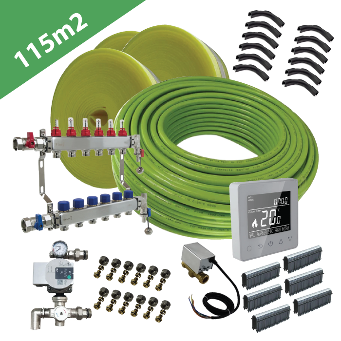 Water Underfloor Heating Kit - 1 Zone - 115m2 Total Area