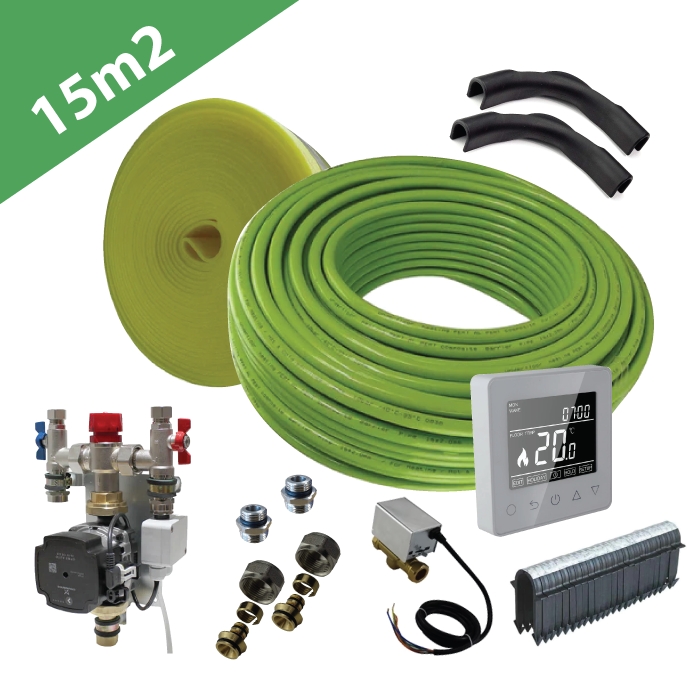 Water Underfloor Heating Kit - 1 Zone - 15m2 Total Area