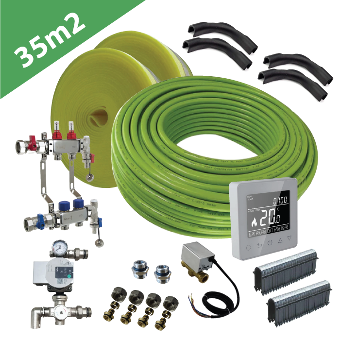 Water Underfloor Heating Kit - 1 Zone - 35m2 Total Area