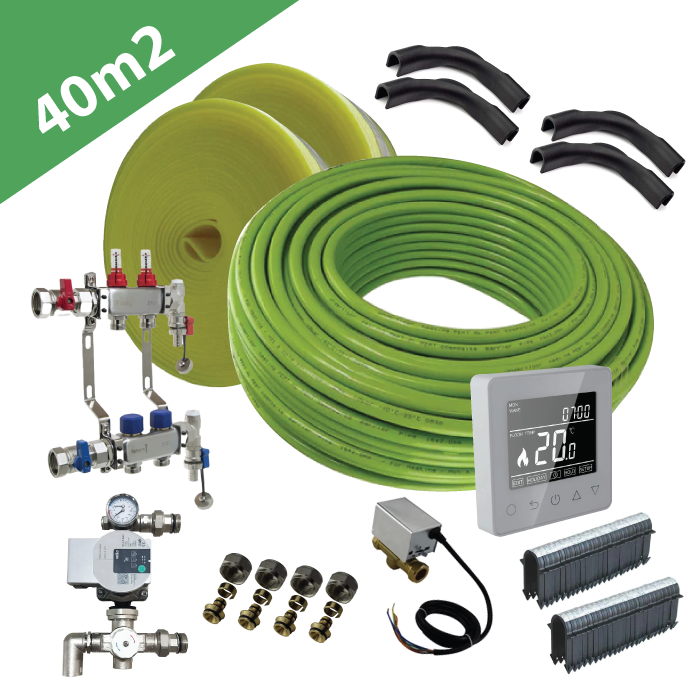 Water Underfloor Heating Kit - 1 Zone - 40m2 Total Area