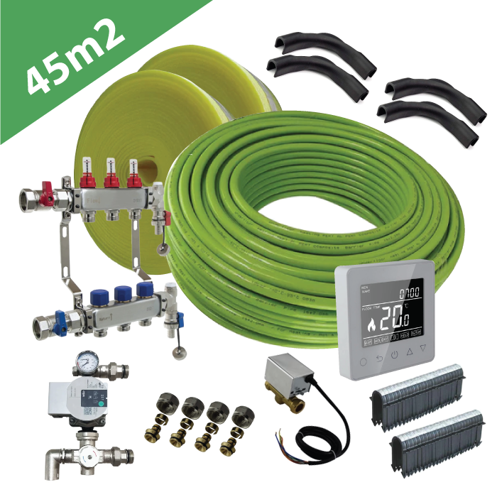 Water Underfloor Heating Kit - 1 Zone - 45m2 Total Area