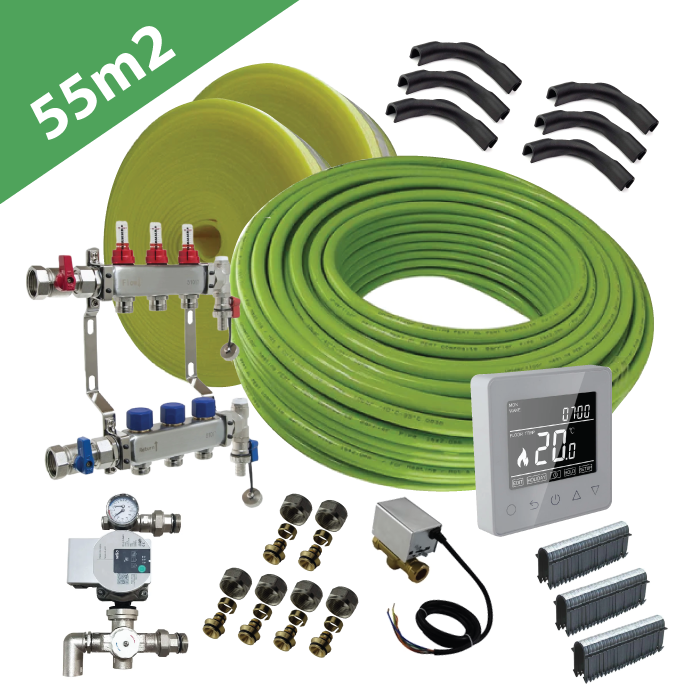 Water Underfloor Heating Kit - 1 Zone - 55m2 Total Area