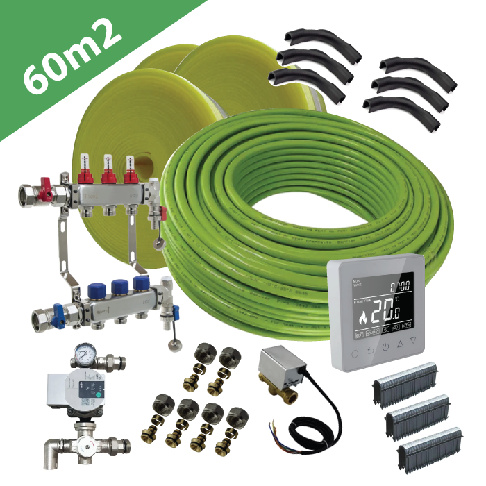 Water Underfloor Heating Kit - 1 Zone - 60m2 Total Area