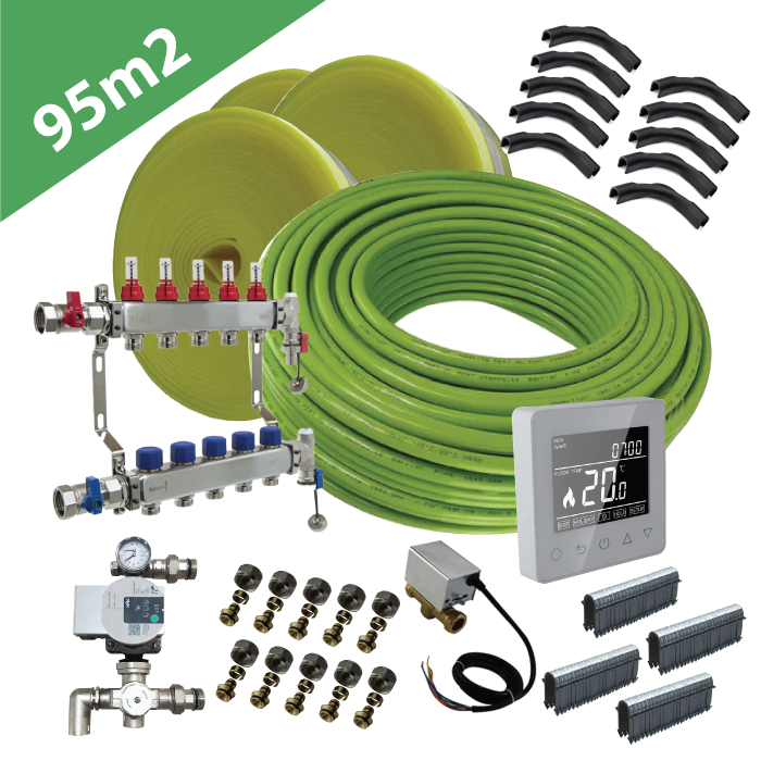 Water Underfloor Heating Kit - 1 Zone - 95m2 Total Area