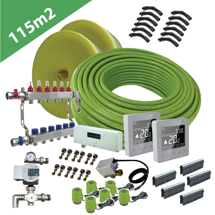 Water Underfloor Heating Kit - 2 Zone - 115m2 Total Area