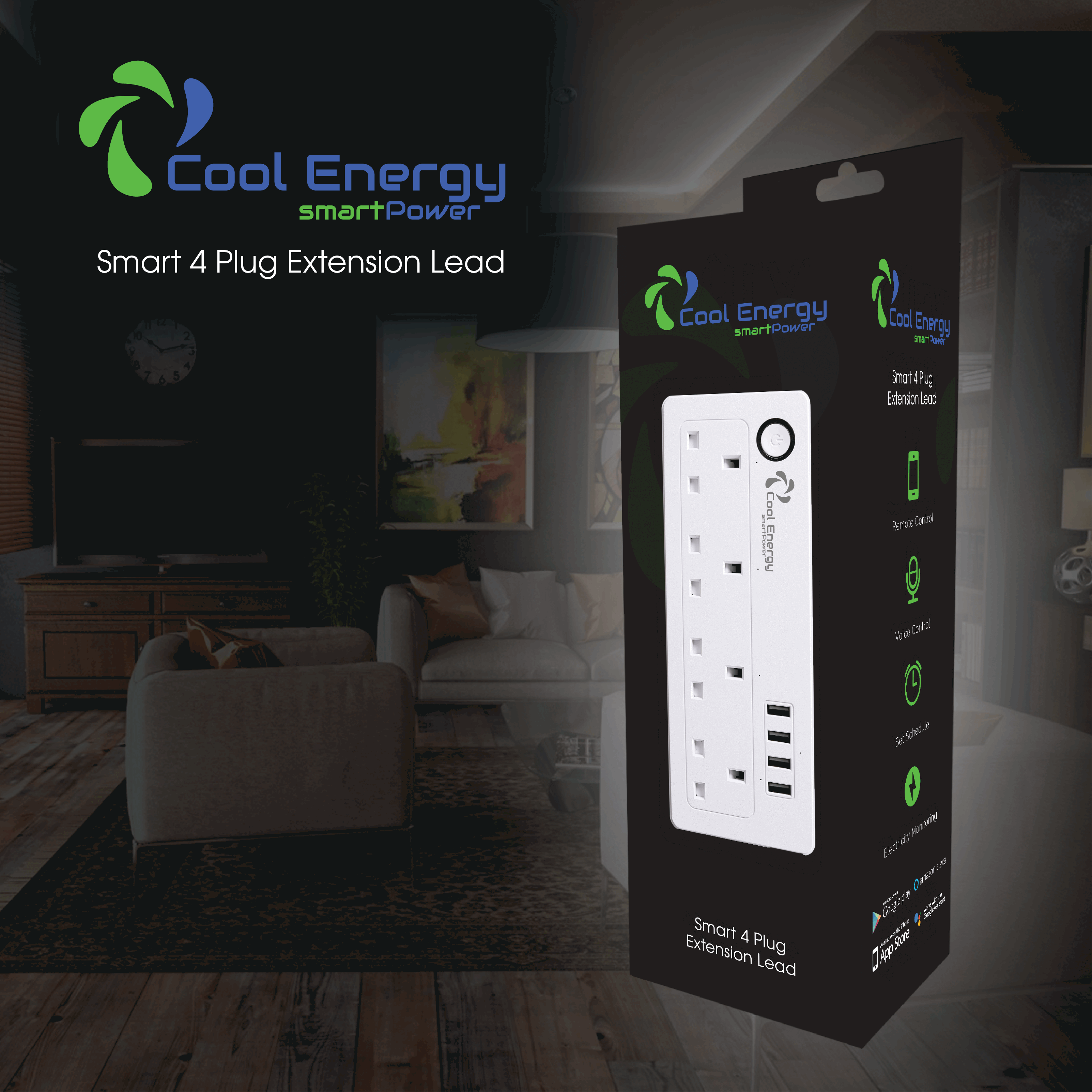 Cool Energy Smart 4 Plug Extension Lead