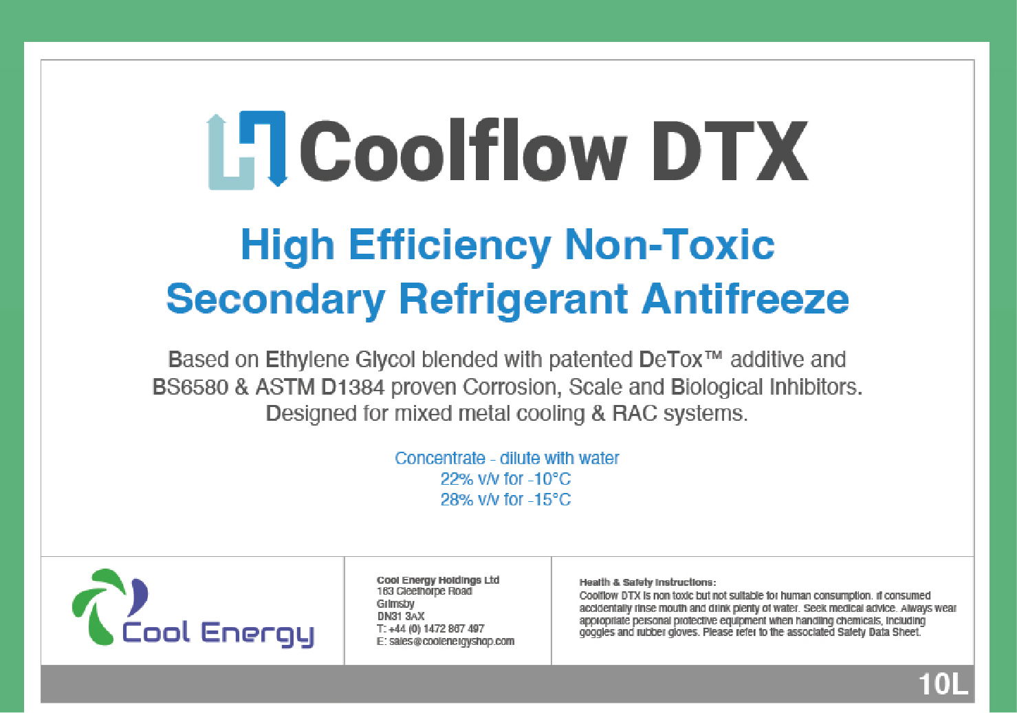Coolflow DTX 10L Inhibited Glycol CE-CFDTX10