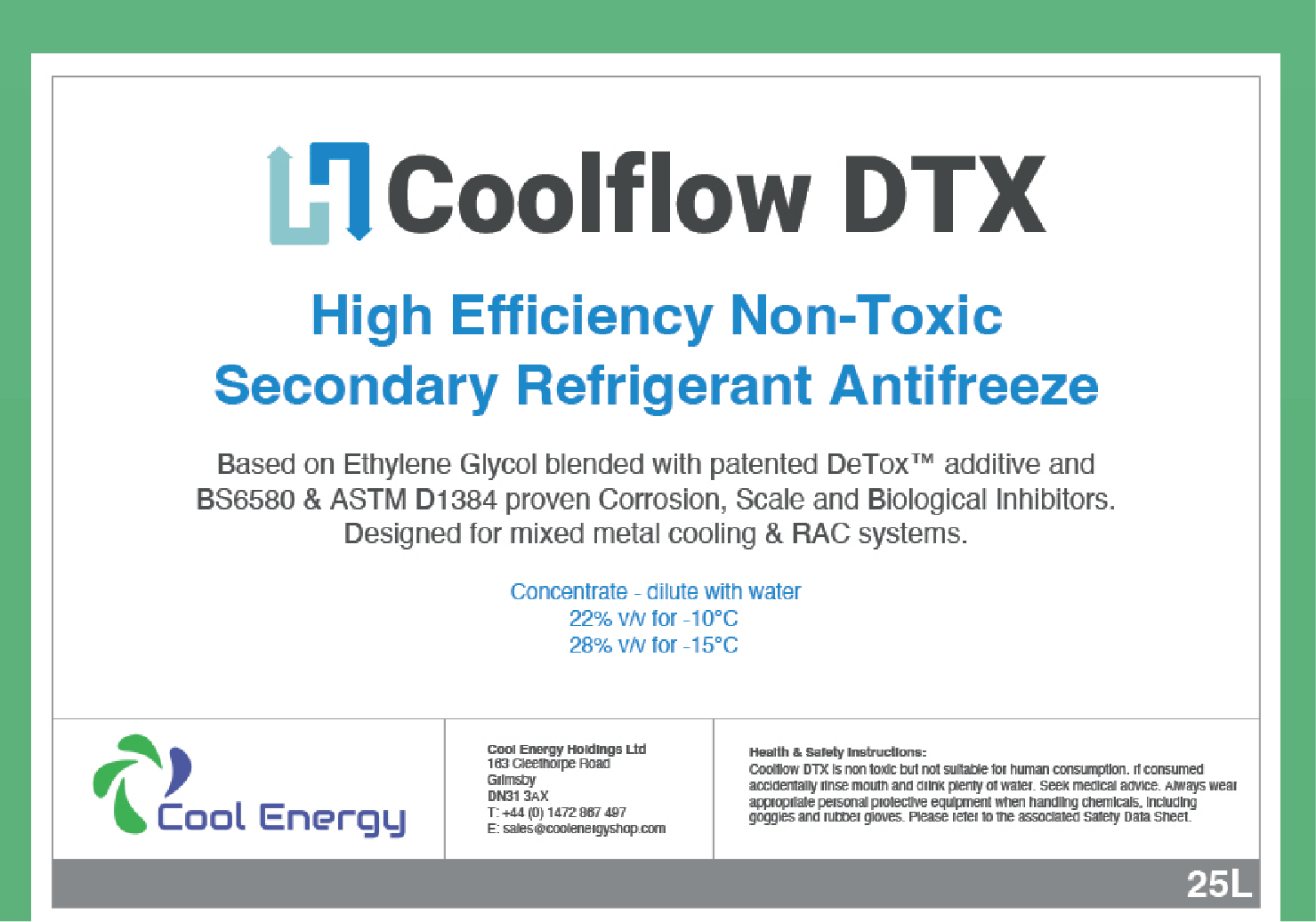 Coolflow DTX 25L Inhibited Glycol CE-CFDTX25