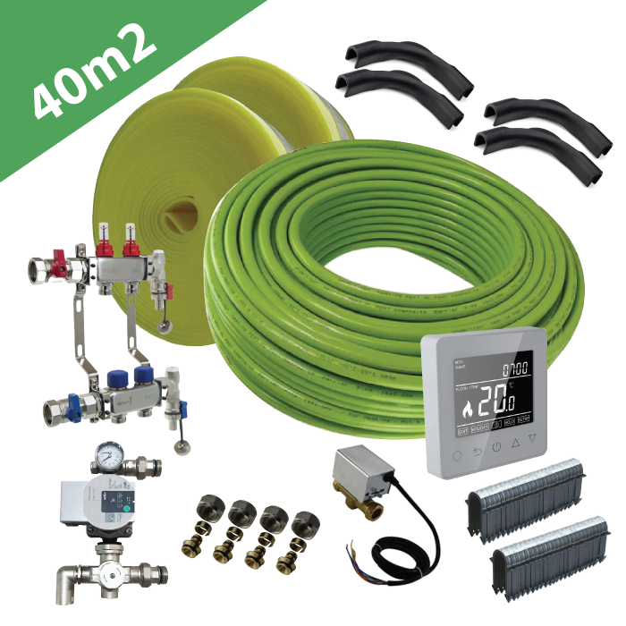 Water Underfloor Heating Kit - 1 Zone -  40m2 Total Area