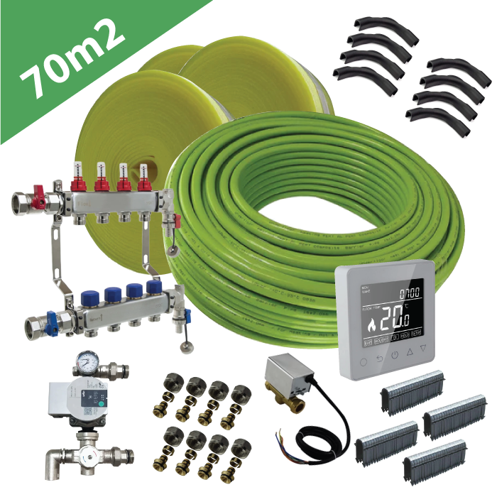 Water Underfloor Heating Kit - 1 Zone -  70m2 Total Area