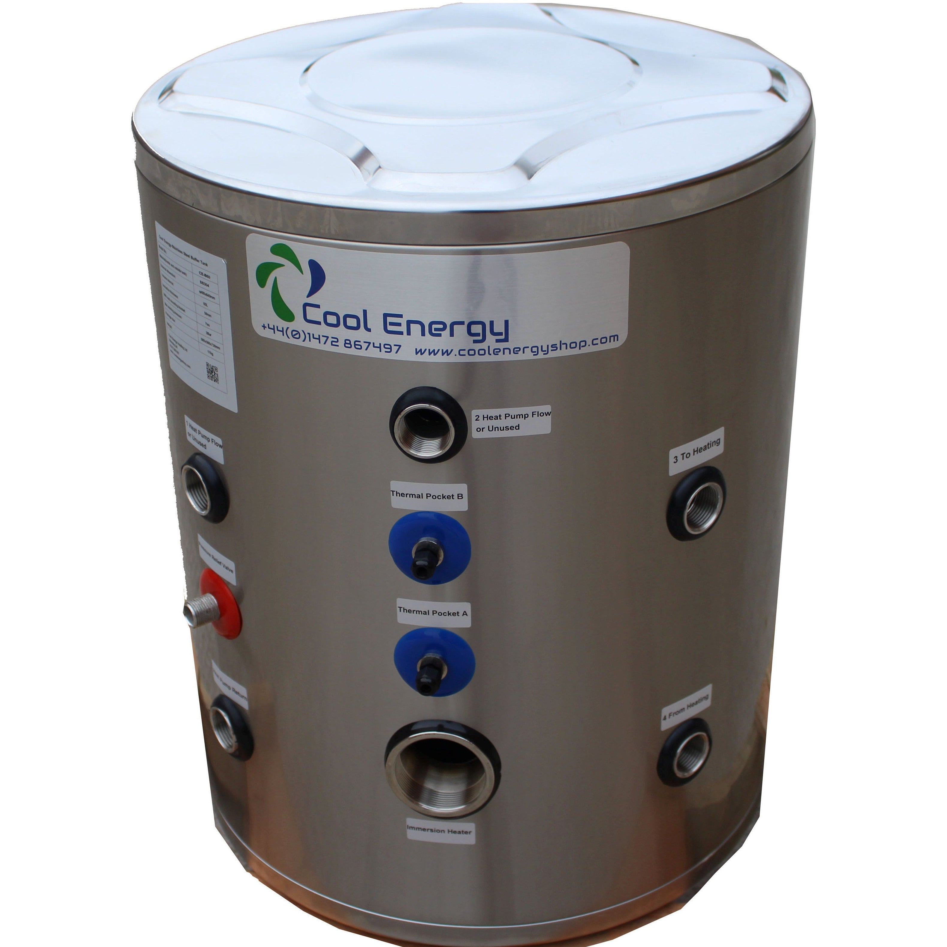 Cool Energy 60L Stainless Buffer Tank CE-B60 - Buffer Tanks & Hot Water Cylinders - Cool Energy Shop